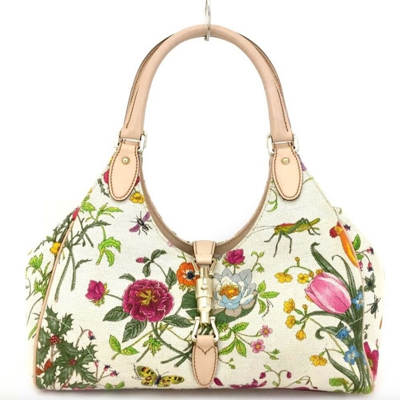 Gucci Handbags - GUCCI Jackie O Canvas Leather Shoulder Bag *Wow*